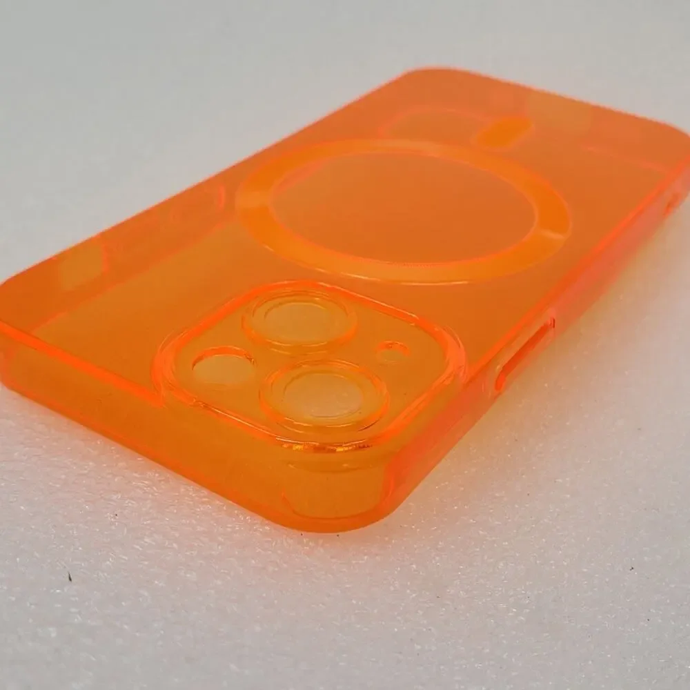 Svanove Neon Orange Translucent MagSafe Case for Apple iPhone 13 Mini